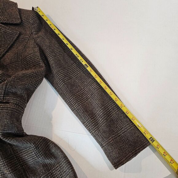 Merona Wool Blend Houndstooth Coat Brown Elbow Patch Equestrian Academia Size S - Picture 13 of 15